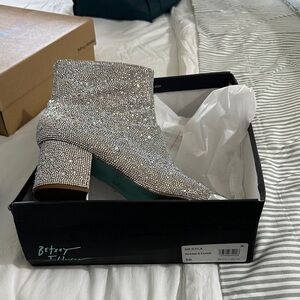 Betsey Johnson Glittering Silver Heeled Boots